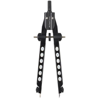 Циркуль Faber-Castell \"Factory\", хром , + грифели, пластиковый футляр