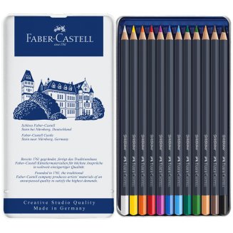 Карандаши Faber-Castell \"Goldfaber\" цветные, круглые, набор из 12 цветов в металлической коробке
