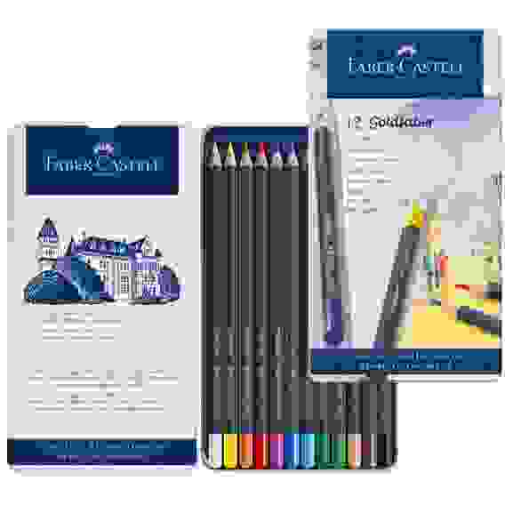 Карандаши Faber-Castell \"Goldfaber\" цветные, круглые, набор из 12 цветов в металлической коробке