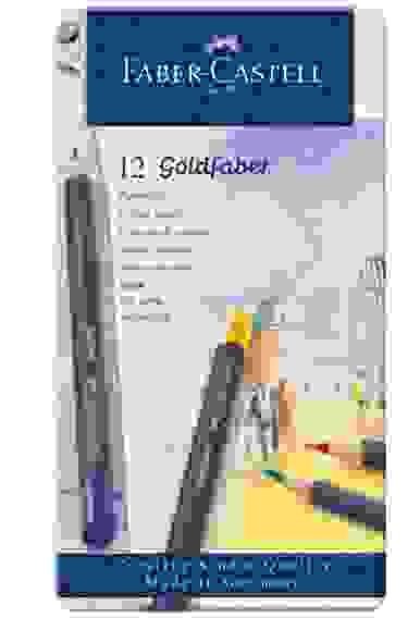 Карандаши Faber-Castell \"Goldfaber\" цветные, круглые, набор из 12 цветов в металлической коробке