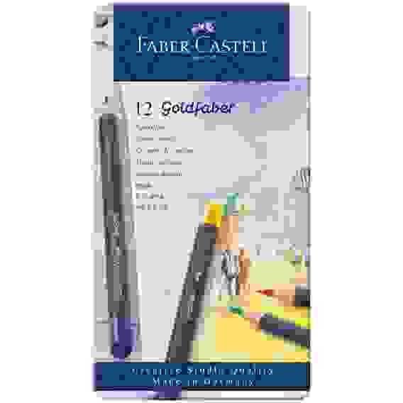 Карандаши Faber-Castell \"Goldfaber\" цветные, круглые, набор из 12 цветов в металлической коробке