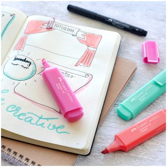 Текстовыделители Faber-Castell \"46 Superfluorescent+Pastel\" в наборе 2 фл.цв. и 2 пастел.цв.,1-5м