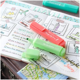 Текстовыделители Faber-Castell \"46 Superfluorescent+Pastel\" в наборе 2 фл.цв. и 2 пастел.цв.,1-5м