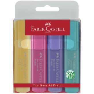 Текстовыделители Faber-Castell \"46 Superfluorescent+Pastel\" в наборе 2 фл.цв. и 2 пастел.цв.,1-5м