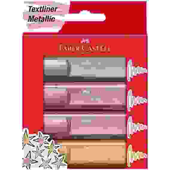 Текстовыделители Faber-Castell \"TL 46\" в наборе из 4 цв, металлик, скошенные, 1-5 мм,