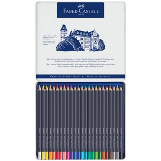 Карандаши Faber-Castell \"Goldfaber\" цветные, круглые, набор из 24 цветов в металлической коробке