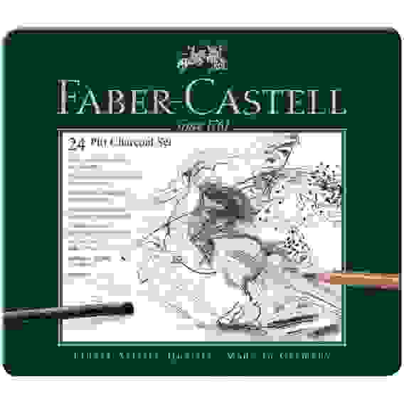 Набор угля и угольных карандашей Faber-Castell \"Pitt Charcoal\" 24 предмета, метал. кор.