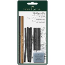 Уголь и угольные карандаши Faber-Castell \"Pitt Charcoal\" в наборе из 10 предметов