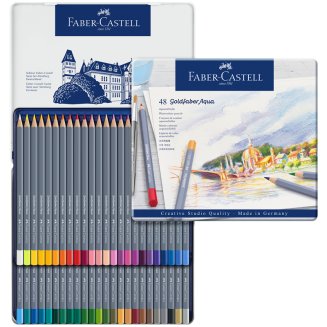 Карандаши Faber-Castell \"Goldfaber Aqua\" акварельные художественные, 48 цв.в метал.коробке