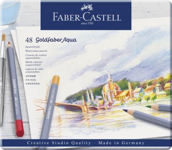 Карандаши Faber-Castell \"Goldfaber Aqua\" акварельные художественные, 48 цв.в метал.коробке