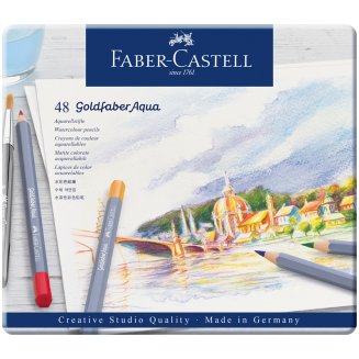 Карандаши Faber-Castell \"Goldfaber Aqua\" акварельные художественные, 48 цв.в метал.коробке