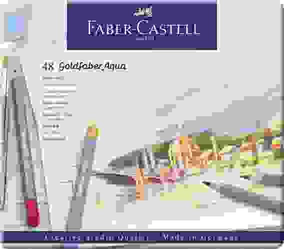 Карандаши Faber-Castell \"Goldfaber Aqua\" акварельные художественные, 48 цв.в метал.коробке