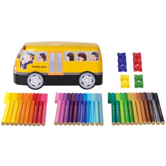 Набор Faber-Castell \"Connector School Bus\" для рисования, 33 фломастера, 10 клипс в метал.кор.