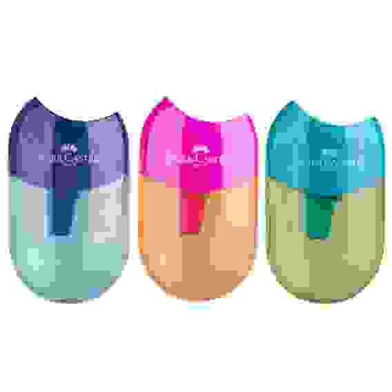 Точилка Faber-Castell пластиковая с 1м отверстием, контейнером, разных цветов