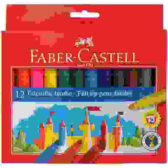 Фломастеры Faber-Castell \"Jumbo\" утолщенные в наборе из 12цв., смываемые в карт.упаковке