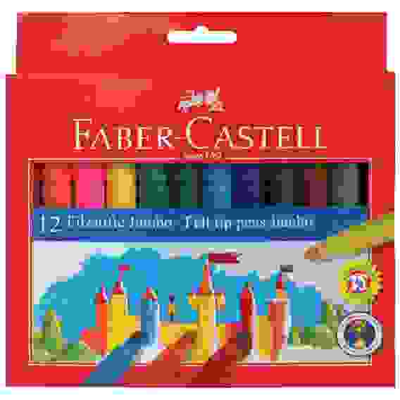 Фломастеры Faber-Castell \"Jumbo\" утолщенные в наборе из 12цв., смываемые в карт.упаковке