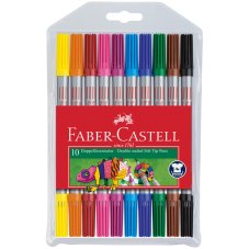 Фломастеры двусторонние Faber-Castell в наборе из 10цв., смываемые в пластиковой упаковке