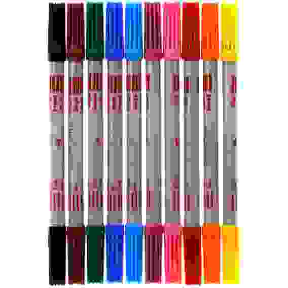 Фломастеры двусторонние Faber-Castell в наборе из 10цв., смываемые в пластиковой упаковке