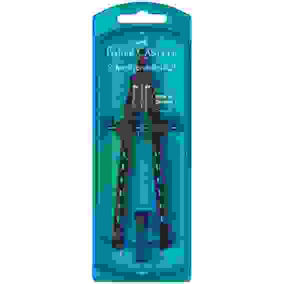 Циркуль Faber-Castell "Factory" в наборе с грифелями, голубой, в пластиковом футляре