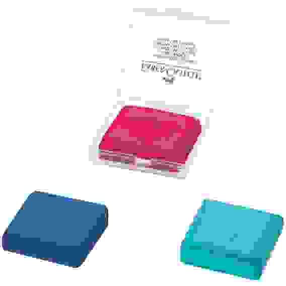 Ластик-клячка Faber-Castell, формопласт, 40*35*10мм, бирюзов./розов./синий, пластик. контейнер