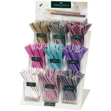 Карандаш ч/г Faber-Castell "Sparkle" В, трехгран., заточен., 9 цветов корпуса, 9 стаканов