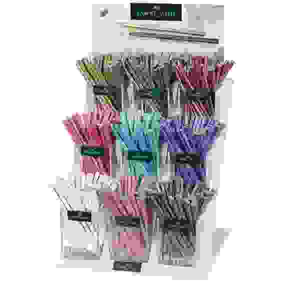 Карандаш ч/г Faber-Castell "Sparkle" В, трехгран., заточен., 9 цветов корпуса, 9 стаканов