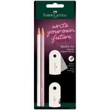 Набор карандашей ч/г Faber-Castell \"Sparkle\", 2шт., трехгран., заточен., точилка и ластик Sleeve, ко