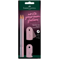 Набор карандашей ч/г Faber-Castell "Sparkle", 2шт., трехгран., заточен., точилка и ластик Sleeve, ро