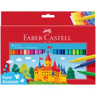 Фломастеры Faber-Castell \"Замок\", 50цв., смываемые, картон, европодвес