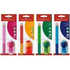 Набор карандашей ч/г Faber-Castell \"Grip Two Tone\", 2шт., трехгран.,заточен., ластик-точилка, блист