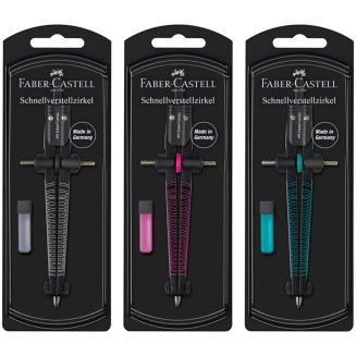 Циркуль Faber-Castell \"Twister 2021\", цвет ассорти, + грифели, пластиковый футляр