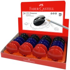 Точилка пластиковая Faber-Castell \"UFO\", 1 отверстие, черный/синий/красный