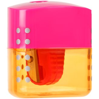 Точилка пластиковая Faber-Castell \"Grip Auto Mini\", 2 отверстия, контейнер, розов./оранж., бирюзов./