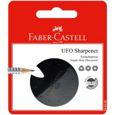 Точилка пластиковая Faber-Castell \"UFO\", 1 отверстие, красная/черная/синяя, блистер