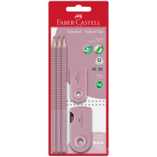 Набор карандашей ч/г Faber-Castell \"Grip 2001\", 3шт., В, трехгран., заточен.,точилка и ластик \"Sleev