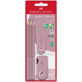Набор карандашей ч/г Faber-Castell \"Grip 2001\", 3шт., В, трехгран., заточен.,точилка и ластик \"Sleev