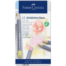 Карандаши акварельные художественные Faber-Castell \"Goldfaber Aqua\", 12цв. пастельных , метал. короб