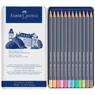 Карандаши акварельные художественные Faber-Castell \"Goldfaber Aqua\", 12цв. пастельных , метал. короб