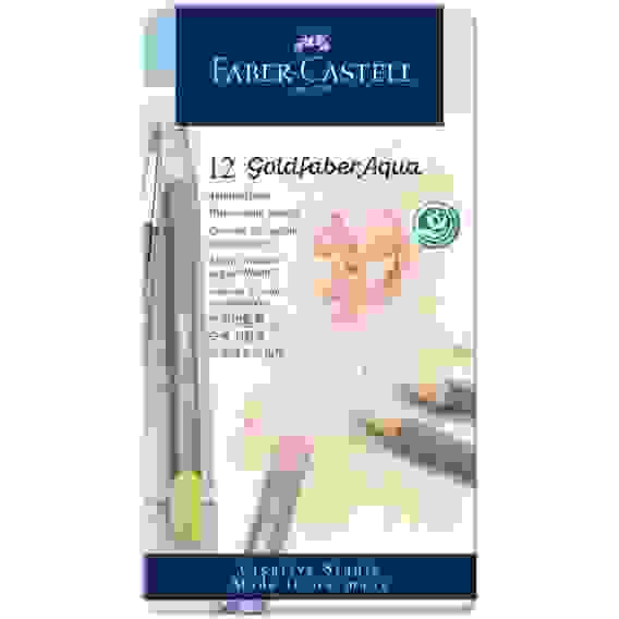 Карандаши акварельные художественные Faber-Castell \"Goldfaber Aqua\", 12цв. пастельных , метал. короб