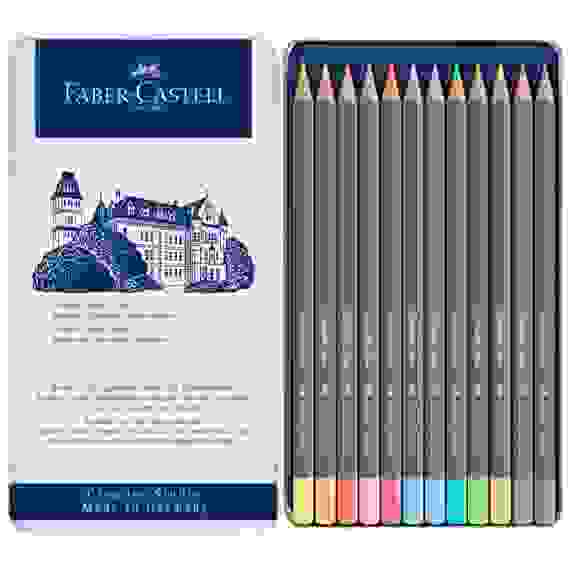 Карандаши акварельные художественные Faber-Castell \"Goldfaber Aqua\", 12цв. пастельных , метал. короб