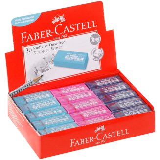 Ластик Faber-Castell \"Dust Free\", прямоугольный, картонный футляр, 11*18*41мм, бирюзов./розов./синий