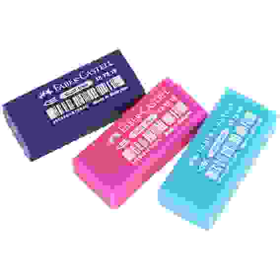 Ластик Faber-Castell \"Dust Free\", прямоугольный, картонный футляр, 11*18*41мм, бирюзов./розов./синий