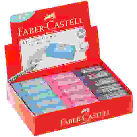 Ластик Faber-Castell \"Dust Free\", прямоугольный, картонный футляр, 11*18*41мм, бирюзов./розов./синий