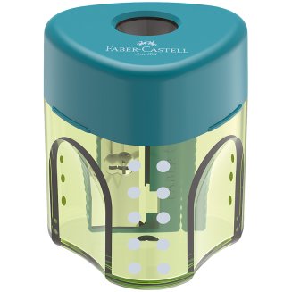 Точилка пластиковая Faber-Castell \"Grip Auto Mini\", 1 отверстие, контейнер, розов./оранж., бирюзов.