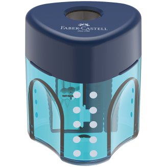 Точилка пластиковая Faber-Castell \"Grip Auto Mini\", 1 отверстие, контейнер, розов./оранж., бирюзов.