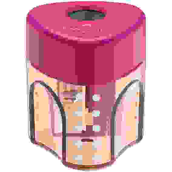 Точилка пластиковая Faber-Castell \"Grip Auto Mini\", 1 отверстие, контейнер, розов./оранж., бирюзов.