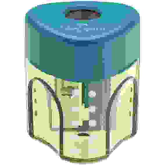 Точилка пластиковая Faber-Castell \"Grip Auto Mini\", 1 отверстие, контейнер, розов./оранж., бирюзов.