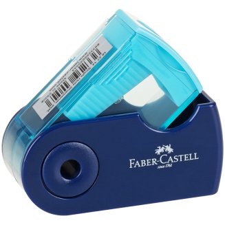 Точилка пластиковая Faber-Castell "Sleeve Mini", 1 отверстие, контейнер, розов./оранж., бирюзов.