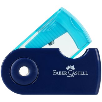 Точилка пластиковая Faber-Castell "Sleeve Mini", 1 отверстие, контейнер, розов./оранж., бирюзов.