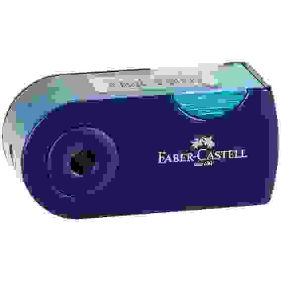 Точилка пластиковая Faber-Castell "Sleeve Mini", 1 отверстие, контейнер, розов./оранж., бирюзов.